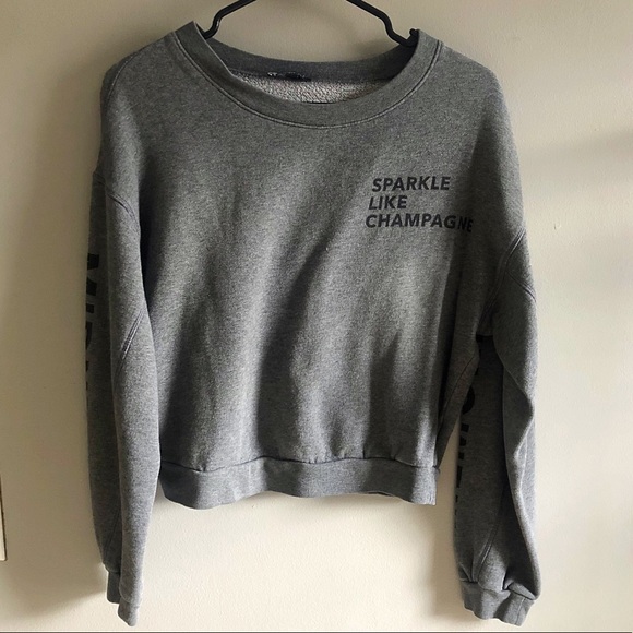 Express Tops - Express Grey Sparkle Like Champagne Pullover